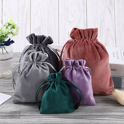 Factory Customized Flannel Bag Drawstring Drawstring Pocket Jewelry Storage Electronic Headset Packaging Bag Printed Logo