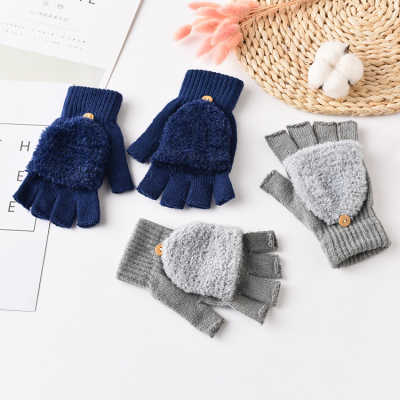 Korean Style Winter Knitting Flip Students Warm-Keeping Gloves