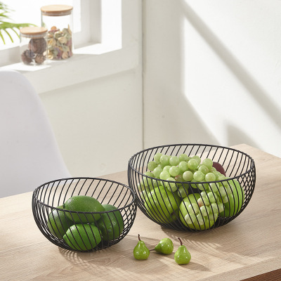 Nordic Ins Iron Fruit Basket Creative Fruit Snack Storage Basket Household Desk Metal Storage Basket