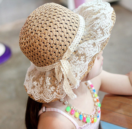 new summer little girl children straw hat wholesale bow big brim sun hat beach sun protection sun hat tide