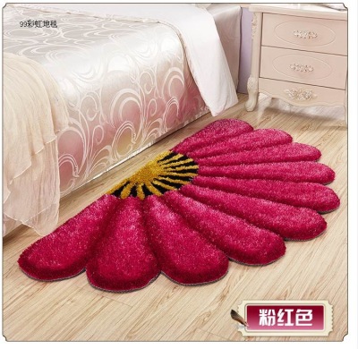 3D Fan-Shaped Carpet Living Room Coffee Table Bedroom Bedside Carpet Computer Chair Cushion Personality Semicircle Hallway Floor Mat