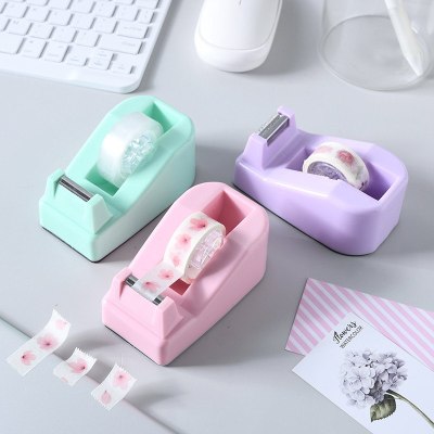 Cross-Border Dedicated Ins Style Macaron Color Small Size Tape Base Creative Color Desktop Office Plastic Cutter