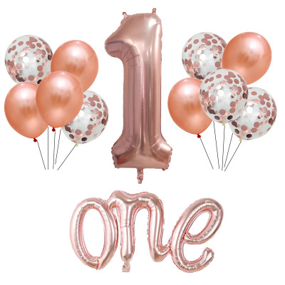 Amazon Birthday Arrangement Decoration Balloon Set Baby One-Year-Old Birthday Balloon Package Party Decoration Layout