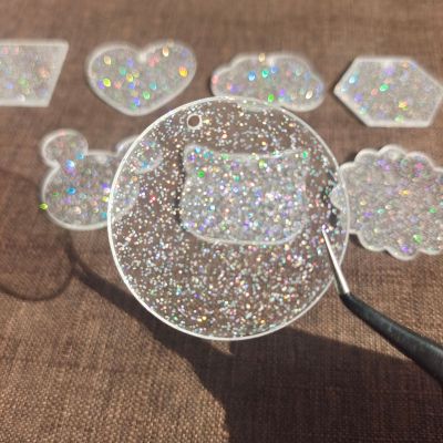 Glitter Blank round Goo Chuck Transparent PMMA Sheet Acrylic Handmade DIY Heart Keychain Pendant