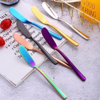 Steel Gold Color Butter Knife Western Tableware Fine Throwing Thickness 666 Butter Knife Large Size Butter Knife
