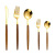 Tableware Imitation Wooden Handle Stainless Steel Knife Fork and Spoon Set Western Tableware Golden Steak Knife and Fork