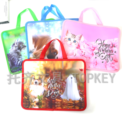 Fashion Animal Pattern Handbag Student School Bag Large Capacity Canvas Bag Zipper Handbag Stationery Storage Bag