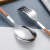 Net Red 304 Stainless Steel Knife and Forks Imitation Wood Grain Handle Steak Knife Fork Gift Set Dessert Spoon