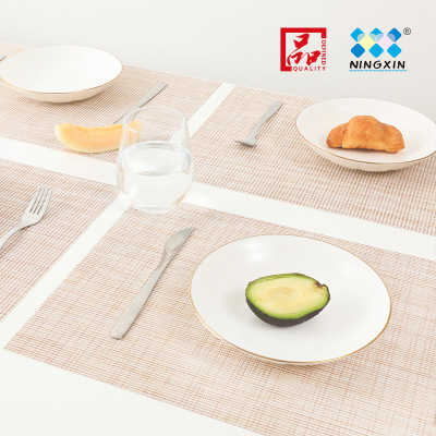 Ningxin Modern Simple Solid Color Woven Placemat PVC Table Mat Non-Slip Insulation Mat Teslin Restaurant Hotel Placemat