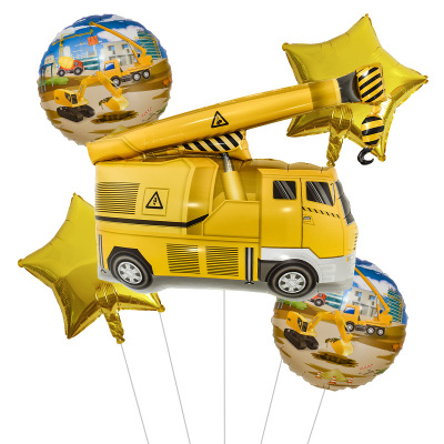 New Shuttle Bus Bulldozer Excavator Dumptruck Aluminum Balloon Wholesale Suit Party Decoration