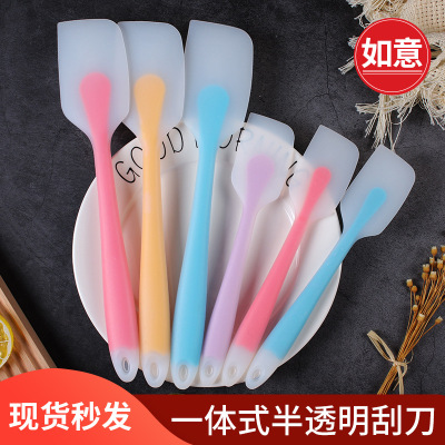 Translucent Silicone Scraper Integrated Butter Knife Long Handle High Temperature Resistant Spatula Cake Baking Tools