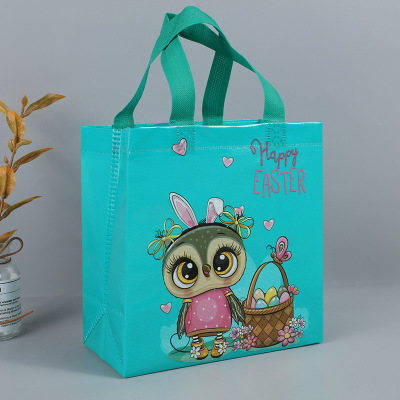 Easter Portable Travel Non-Woven Handbag Dried Shrimp Cartoon Owl Creative Gravure Children Buggy Bag