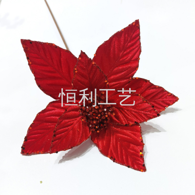 New Christmas Flower Poinsettia Christmas Tree Garland Rattan DIY Ornamental Flower Christmas Scene Decoration