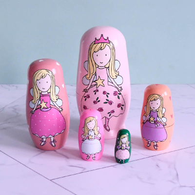 Russian Matryoshka Doll Five-Layer Angel Girl Matryoshka Doll Theaceae Grinding Painted Ornaments Painted Wood Crafts in Stock