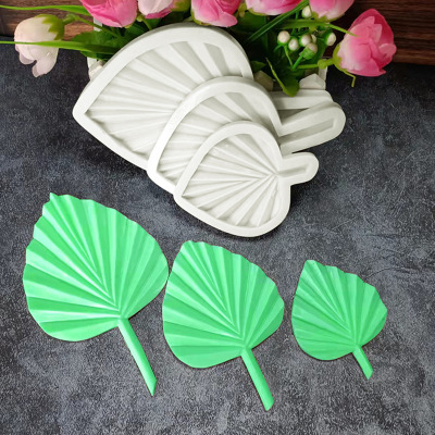 New Fan-Shaped Palm Leaves Silicone Mold DIY Cake Surrounding Border Decorative Chocolate Fondant Silicone Mold