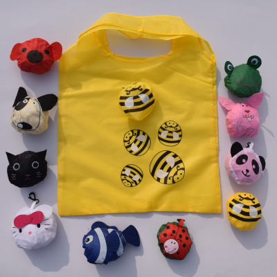 Logo Cartoon Animal Folding Shopping Bag Spot Bee Eco-friendly Bag Creative Dacron Storage Bag Wholesale