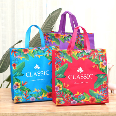 Printing Opening Three-Dimensional Pocket Clothing Store Portable Shopping Pouch Non-Woven Gift Packaging Bag Wholesale