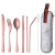 CrossBorder Portable Stainless Steel Tableware Seven Piece Set Knife Fork Spoon Straw Chopsticks Outdoor Travel Set