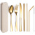 Stainless Steel Portable Tableware Wheat Box Set 7-Piece Set 1010 Knife, Fork and Spoon Chopsticks Straw Hot Products