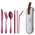 CrossBorder Portable Stainless Steel Tableware Seven Piece Set Knife Fork Spoon Straw Chopsticks Outdoor Travel Set