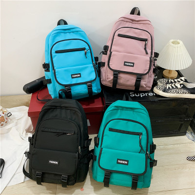 Backpack Schoolgirl's Schoolbag New Solid Color Cross-Border Foreign Trade Backpack Outdoor Travel Bag