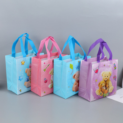 Amazon Cross-Border Cute Bear Non-Woven Gift Bag Film Waterproof Gift Children's Portable Shopping Handbag