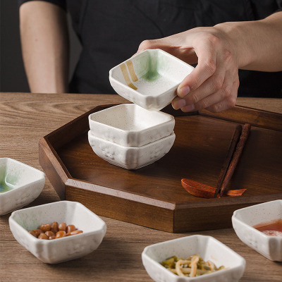 Creative Ceramic Snack Plate Square Personality Saucer Dish Household Seasoning Dish Seasoning Dish Commercial Dish