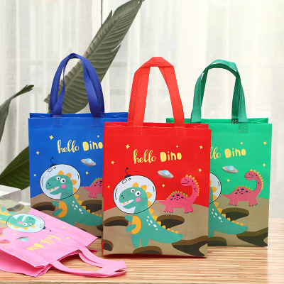 Amazon Cross-Border Large Non-Woven Fabric Three-Dimensional Pocket Cartoon Dinosaur Film Portable Gift Bag Candy Bag Wholesale