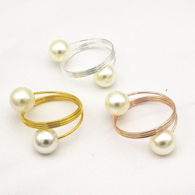 Hotel Wedding Spring Pearl Napkin Ring Napkin Ring Napkin Ring Metal Cloth Ring Factory Wholesale