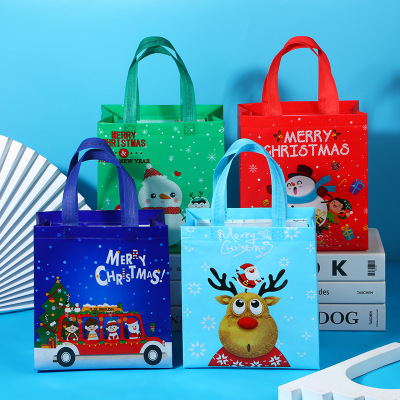 Creative Printing Christmas Series Handbag Multi-Choice Universal Packaging Film Bottom Side Shopping Bag Packing Bag