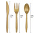 Quality Golden Plastic Knife Fork and Spoon Party Disposable Tableware Western Restaurant Dessert Knife Fork and Spoon