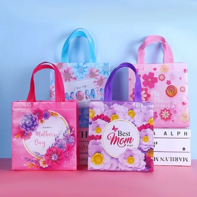 New Amazon Cross-Border Mother's Day Gift Bag Non-Woven Bag Handbag Gift Flower Film Waterproof Bag