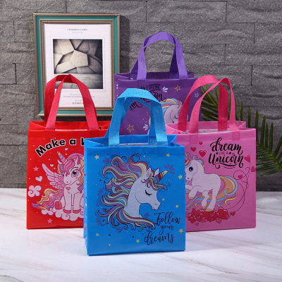 Dried Shrimp Cross-Border 242611 Non-Woven Disposable Cartoon Unicorn Cosmetics Shopping Gift Bag