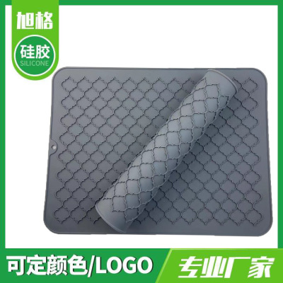 CrossBorder New Silicone Storage Water Draining Pad Kitchen Silicone Drying Pad 40 30cm Vintage Pattern Silica Gel Pad