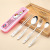 Portable Tableware ThreePiece Set Student Tableware Stainless Steel Chopsticks Cartoon Children Spoon Fork Adult Box