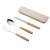 Stainless Steel SpoonChopstick Set Spot Japanese and Korean Portable Tableware ThreePiece Set Student Tableware