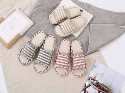 Linen Slippers Summer Household Indoor Slippers Linen Slippers Men's Cotton Linen Home Eva Slippers Women