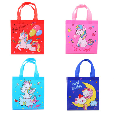 Amazon Cross-Border Unicorn Gift Bag Non-Woven Cartoon Cute Portable Film Children's Gift Shopping Bag