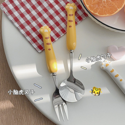 Cute Cartoon Spoon Fork Tableware Set Portable Home Good-looking Fruit Fork Ins Style Single Student