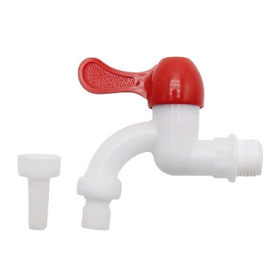 Plastic Water Nozzle Faucet Red Handle Shower Faucet Plastic Shower Head Slow Open Nozzle Kitchen Splash-Proof Water Nozzle