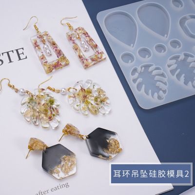 Yu Meiren DIY Crystal Glue Mold Earring Pendant Jewelry Earrings Multi-Style Whole Board Mirror Silicone Mold