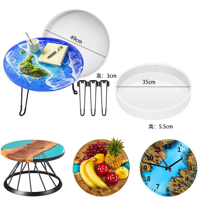 New DIY Crystal Glue River Table Mold Mirror round Desktop Resin Quicksand Table Silicone Mold
