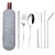 CrossBorder 410 Stainless Steel Knife Fork and Spoon 304 Straw Chopsticks Travel Carrying Case Outdoor Tableware Set
