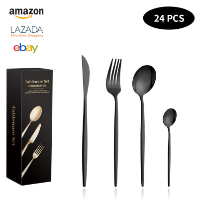 CrossBorder Stainless Steel Tableware Family Party Western Food for 6 People 24Piece Set Steak Knife and Fork Spoon Kit