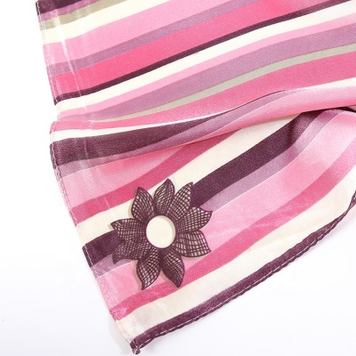 FENNYSUN 60cm Square Silk-like Satin Multicolor Stripes Smal