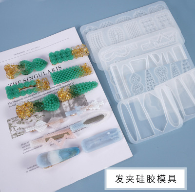 Yu Meiren DIY Crystal Glue Mold Homemade a Variety of Nice Barrettes Silicone Mold Factory in Stock Wholesale
