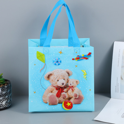 Amazon Cute Toy Bear Printing Decoration Handbag Portable Non-Woven Fabric Household Clothing Toy Storage Bag