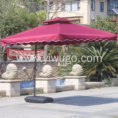 4-Strand Outdoor Sunshade Large Sun  Square Double-Top Umbrella Patio Umbrella Pavilion Umbrella plus Umbrella Seat