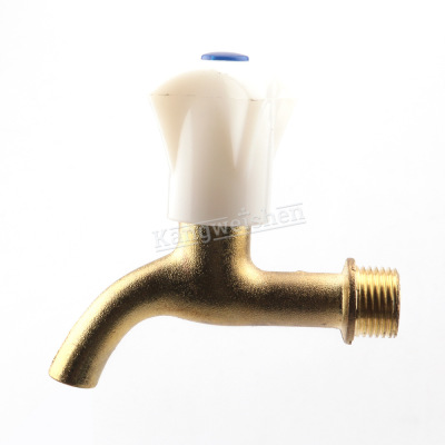 Factory Direct Deliver Foreign Trade Plastic Cap Faucet with Lock Customized Electroplating Hot and Cold Water Slow Open Plastic Handle Brass Bibcock