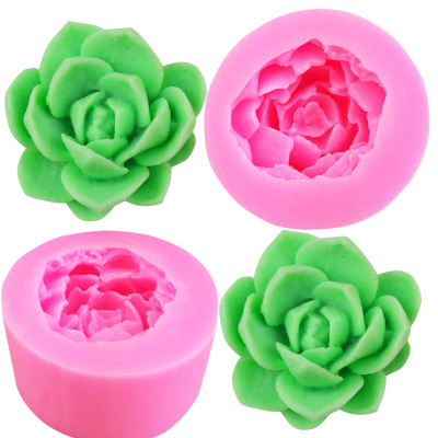 Succulent Plant 3D Flower Fondant Silicone Mold DIY Chocolate Cake Mold